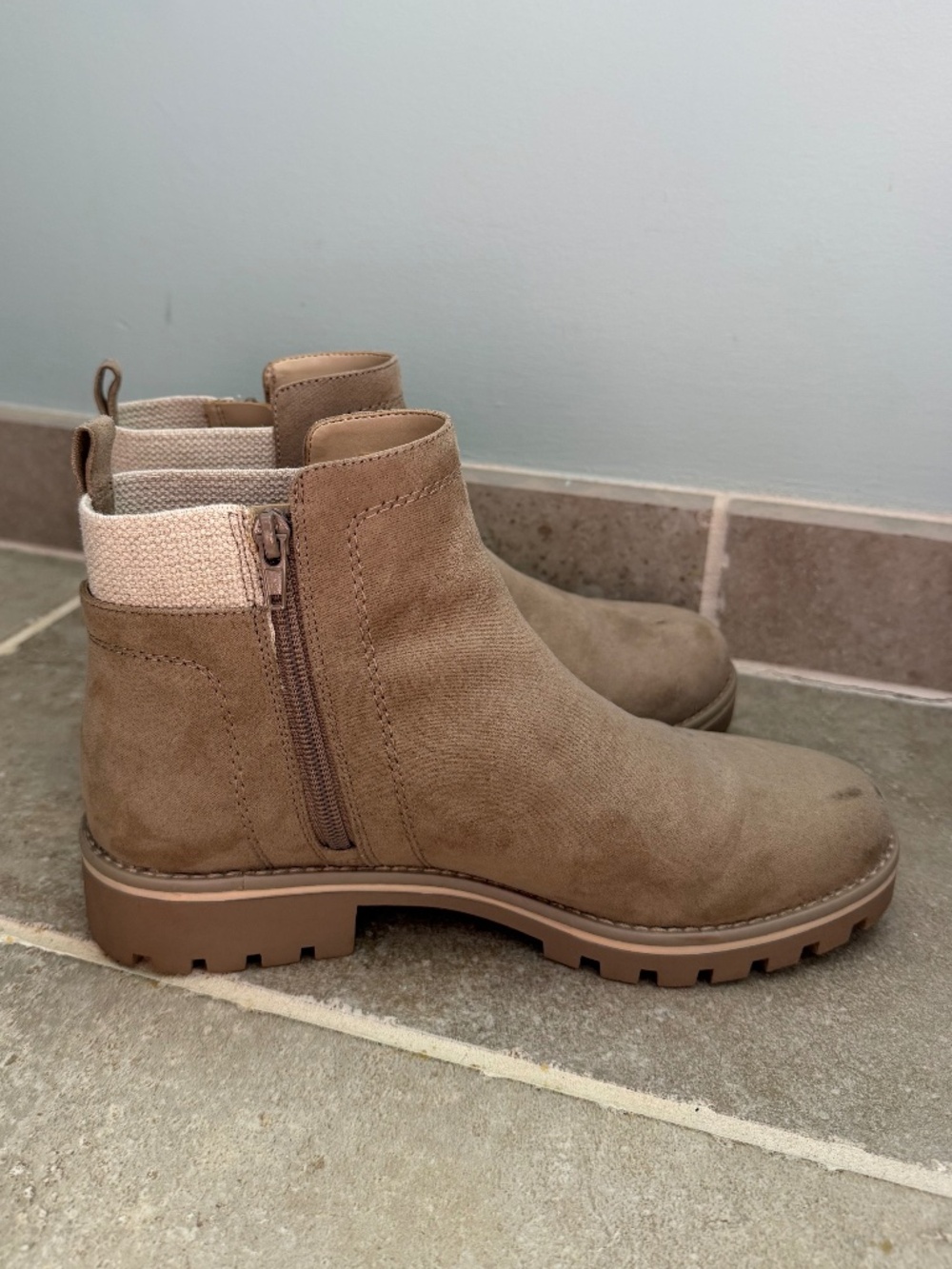 Taupe Suede Chelsea Booties